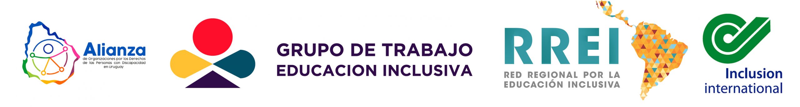 Logos de Alianza de Organizaciones por los Derechos de las Personas con Discapacidad, del Grupo de trabajo por Educacion Inclusiva, de la Red Regional por la Educacion inclusiva y de Inclusion International